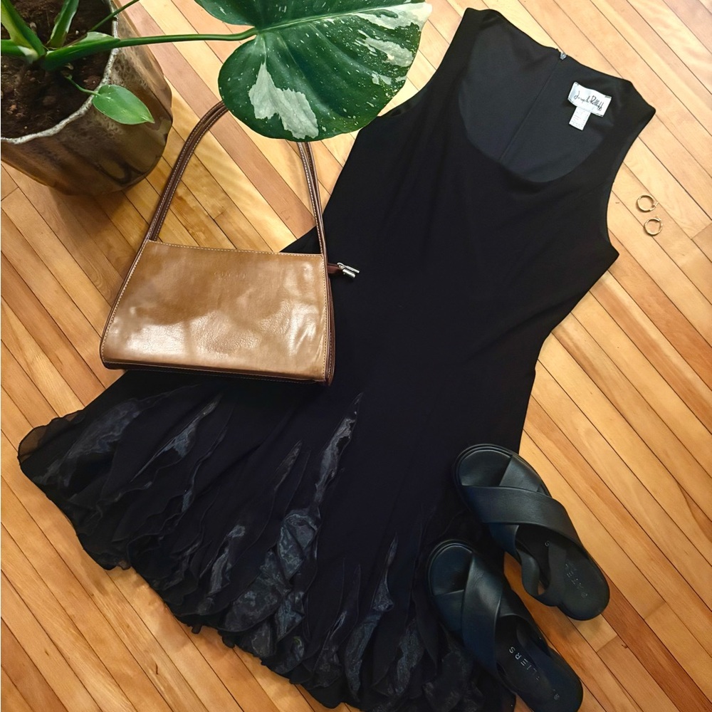 Joseph Ribkoff Vintage 90’s Black Mini Dress with Ruffles